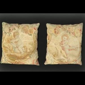 Pair of 18th Century Aubusson Tapestry pillows